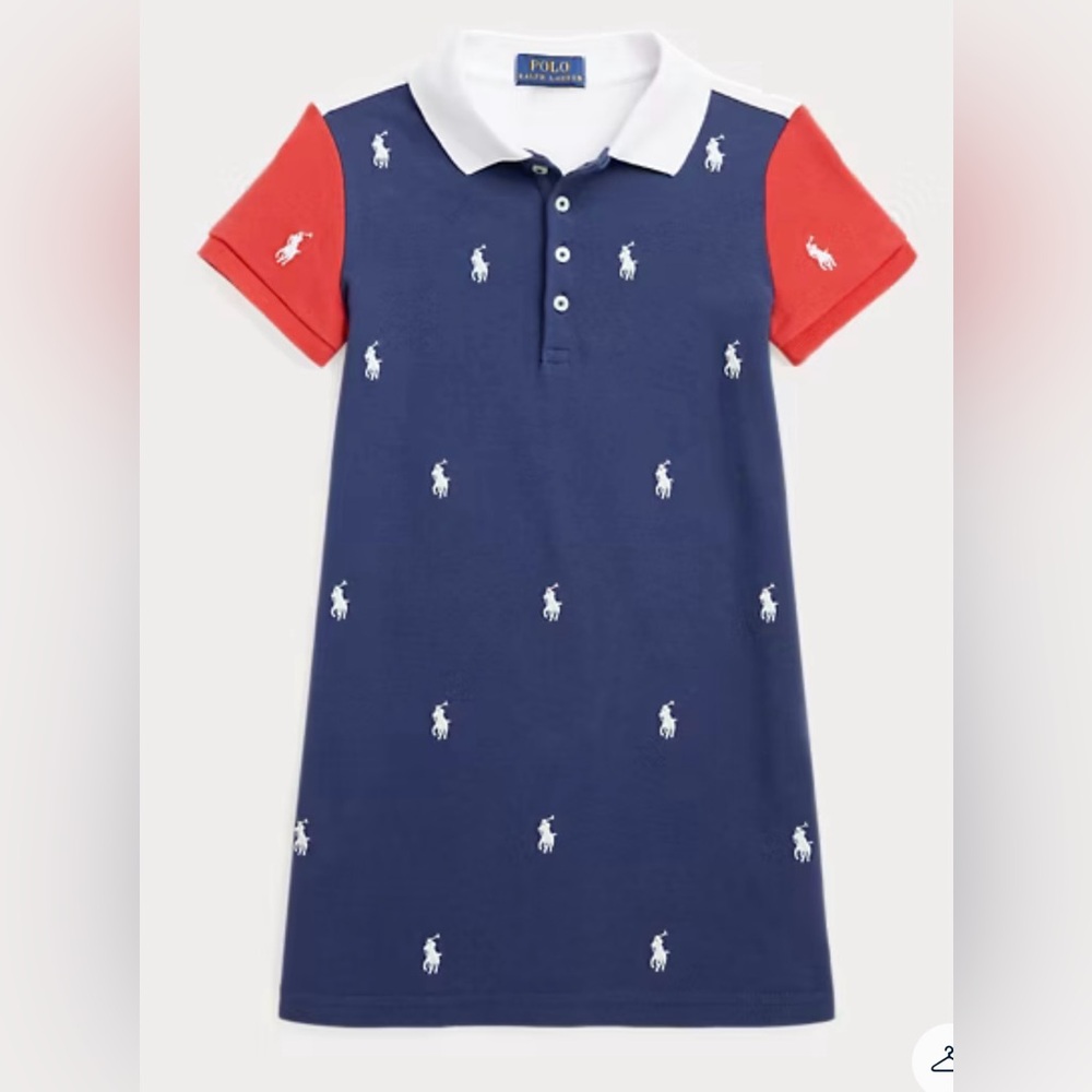 NEW! POLO Ralph Lauren Polo Pony Cotton Mesh Polo Dress . Size Med 8/10